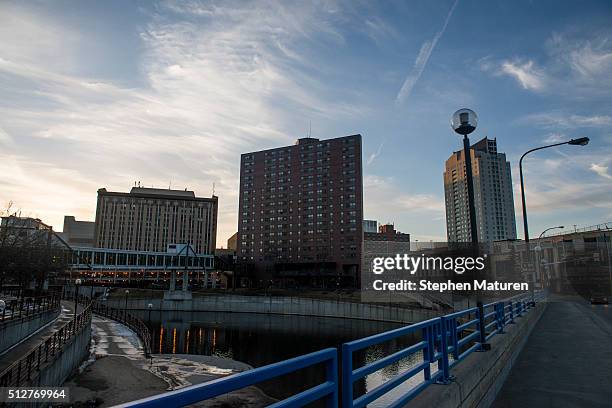 View of downtown Rochester, MN where Democratic presidential candidate Sen. Bernie Sanders is set to speak at the Mayo Civic Center. Sanders is...