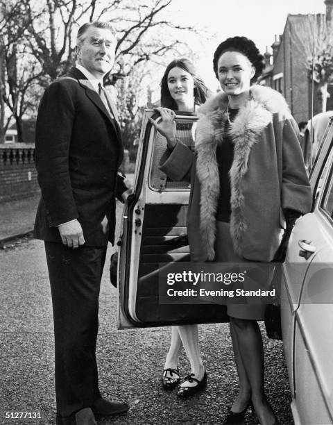 British pirate radio broadcaster Paddy Roy Bates with his wife Joan and daughter Penny during legal action, which took his station, Radio Essex,...