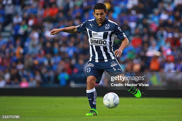 Walter Gargano of Monterrey drives the ball during the 8th round match between Cruz Azul and Monterrey as part of the Clausura 2016 Liga MX at Azul...