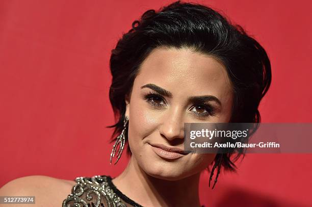 Singer Demi Lovato arrives at the 2016 MusiCares Person of the Year honoring Lionel Richie at Los Angeles Convention Center on February 13, 2016 in...