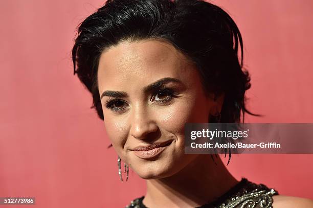 Singer Demi Lovato arrives at the 2016 MusiCares Person of the Year honoring Lionel Richie at Los Angeles Convention Center on February 13, 2016 in...