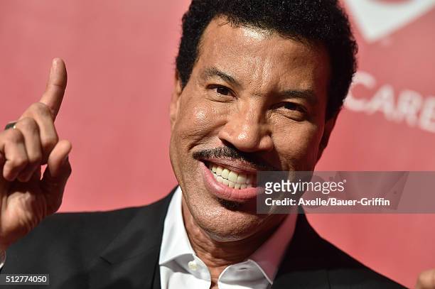 Honoree Lionel Richie arrives at the 2016 MusiCares Person of the Year honoring Lionel Richie at Los Angeles Convention Center on February 13, 2016...