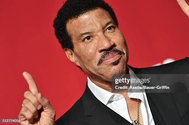 Honoree Lionel Richie arrives at the 2016 MusiCares Person of the Year honoring Lionel Richie at Los Angeles Convention Center on February 13, 2016...