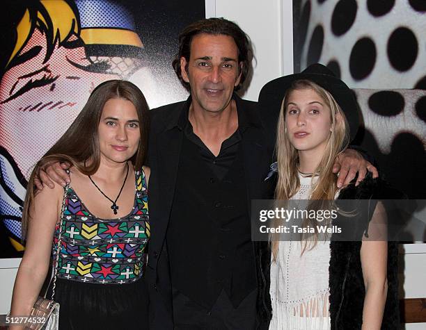 Actress Katie Chonacas, photographer Giuliano Bekor and Leah Clark attend Modernismo by Giuliano Bekor at Fred Segal with Ferrari Beverly Hills on...