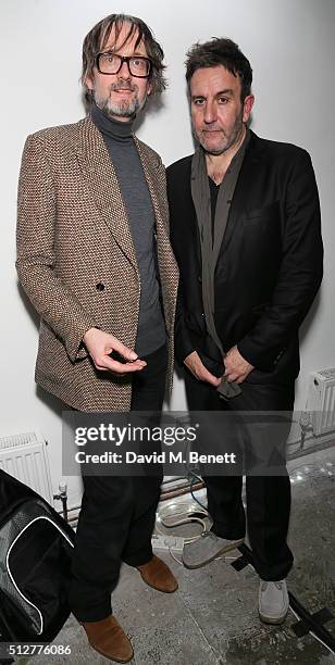 Jarvis Cocker and Terry Hall attend the Medecins Sans Frontieres art and music fundraising event on February 27, 2016 in London, England.