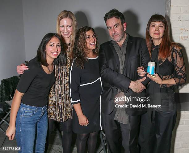 Maryam Khan, Dr Stefanie Wittman, Ruby Siddiqui, Terry Hall and Deborah Rigby attend the Medecins Sans Frontieres art and music fundraising event on...