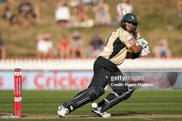 Ross Taylor of North Island bats during the Island of Origin Twenty20 at Basin Reserve on February 28, 2016 in Wellington, New Zealand.