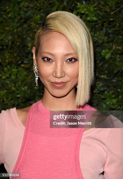 Model Soo Joo Park attends the Charles Finch and Chanel Pre-Oscar Awards Dinner at Madeo Restaurant on February 27, 2016 in Los Angeles, California.