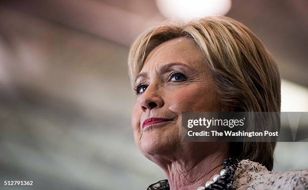 At her victory party at South Carolina University, former Secretary of State Hillary Clinton greets supporters after winning the South Carolina...