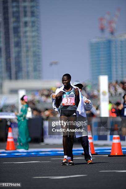 Kenyan Hela Kiprop wins the womens race of the Tokyo Marathon 2016, Tokyo, Japan on February 28, 2016. Thousands people take part in the Tokyo...