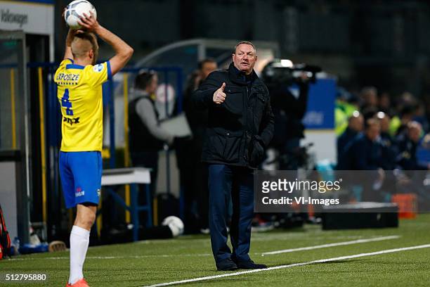 Vytautas Andriuskevicius of SC Cambuur, coach Ron Jans of PEC Zwolle during the Dutch Eredivisie match between SC Cambuur Leeuwarden and PEC Zwolle...