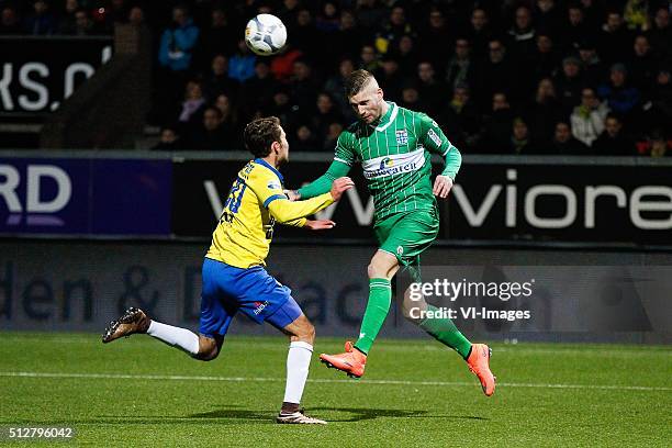 Sander van de Streek of SC Cambuur, Lars Veldwijk of PEC Zwolle during the Dutch Eredivisie match between SC Cambuur Leeuwarden and PEC Zwolle at the...