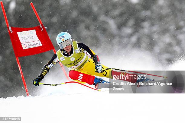 Marie-Michele Gagnon of Canada competes during the Audi FIS Alpine Ski World Cup Women's Super Combined on February 28, 2016 in Soldeu, Andorra.