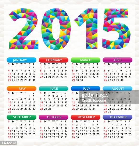 2015 calendar with mosaic design - lineup stock illustrations
