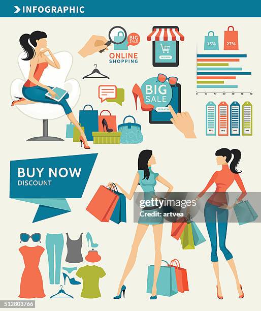 shopping infographic elements - framework infographic stock illustrations