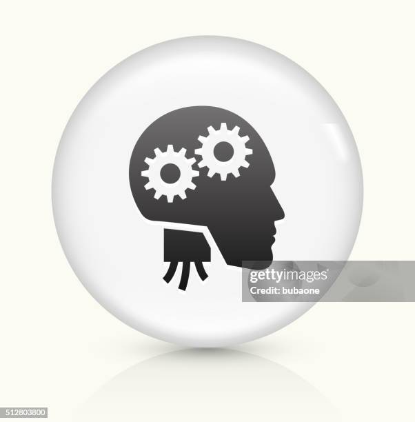 robotic head icon on white round vector button - network cables white background stock illustrations