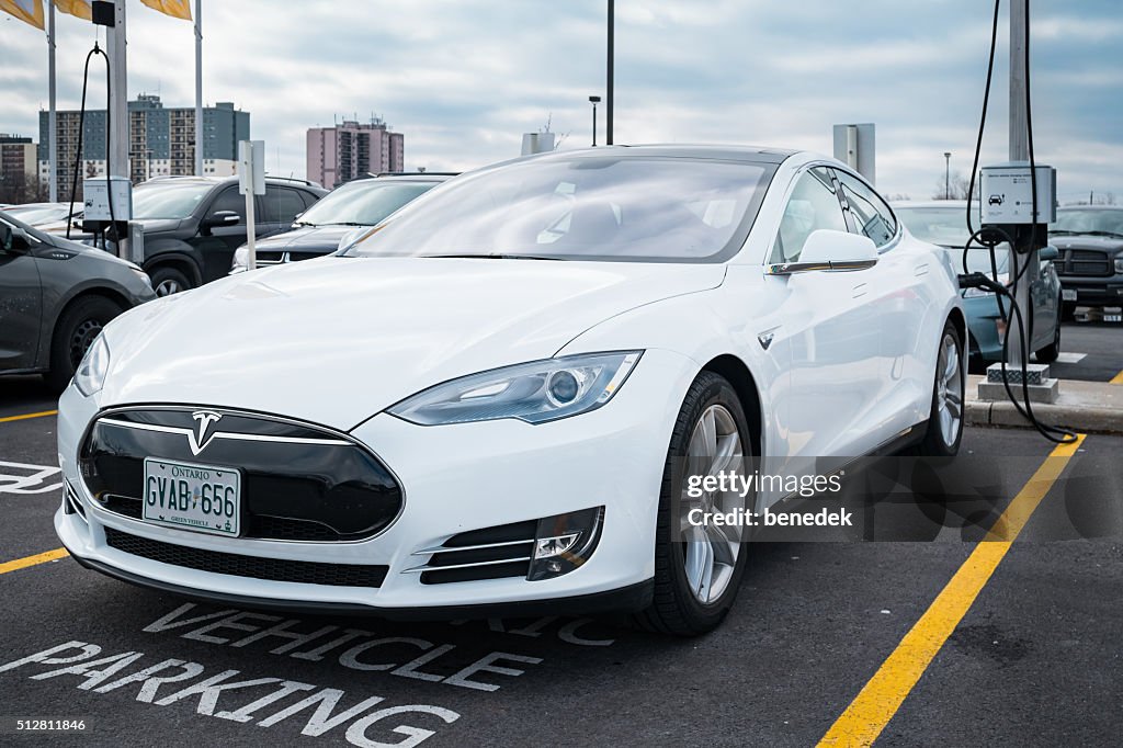 Tesla Model S at Charging Station