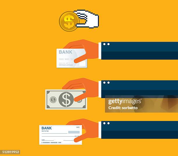 payment options - holding cheque stock illustrations