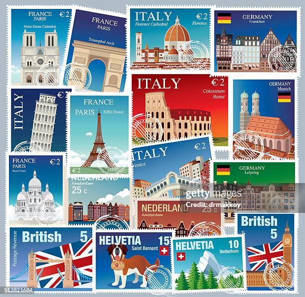 ilustrações de stock, clip art, desenhos animados e ícones de a europa selos - frankfurt