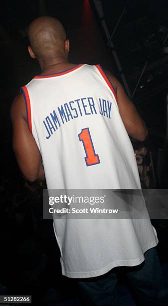 Rapper Darryl McDaniels poses at Maxim Magazine's Music Issue Party during Olympus Fashion Week Spring 2005 on September 9, 2004 at Crobar, in New...