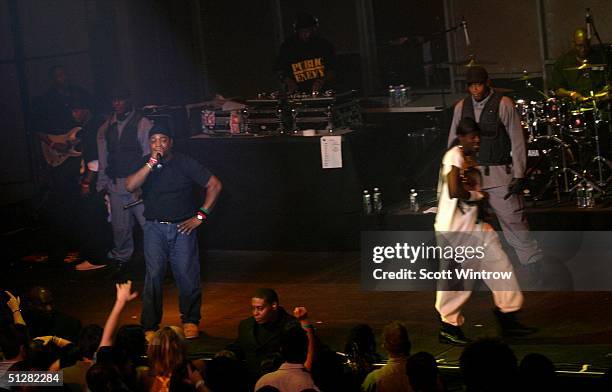 Public Enemy performs at Maxim Magazine's Music Issue Party during Olympus Fashion Week Spring 2005 on September 9, 2004 at Crobar, in New York City.