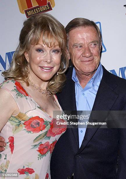Actress Barbara Eden and her husband John Eicholtz attend the Museum of Television and Radio Cocktail Party on September 9, 2004 at The Museum of...