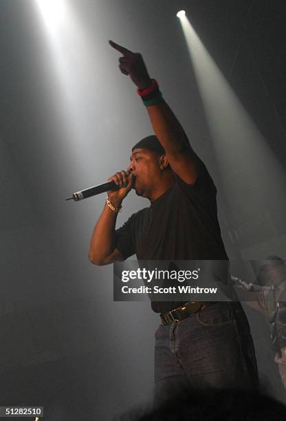 Public Enemy singer Chuck D performs at Maxim Magazine's Music Issue Party during Olympus Fashion Week Spring 2005 on September 9, 2004 at Crobar, in...