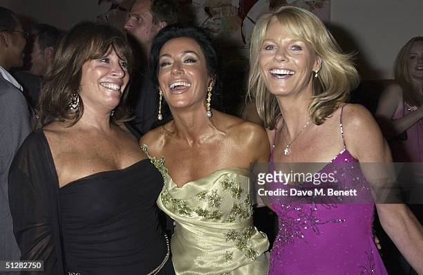 Sven-Goran Eriksson's ex-girlfriend Nancy Dell'Olio with Barbara Dein and guest at her belated birthday party at Morton's on September 9, 2004 in...