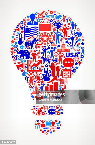 stockillustraties, clipart, cartoons en iconen met lightbulb vote and elections usa patriotic icon pattern - presidentieel debat