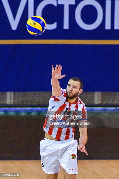 Emmanuel Ragondet of Cannes during the French Ligue A match between Paris Volley v Cannes at Salle Pierre Charpy on February 27, 2016 in Paris,...