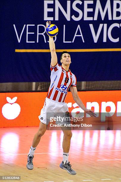 Luka Suljagic of Cannes during the French Ligue A match between Paris Volley v Cannes at Salle Pierre Charpy on February 27, 2016 in Paris, France.