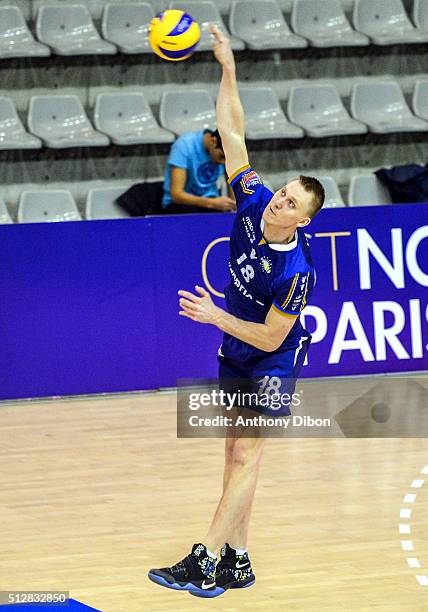 Ardo Kreek of Paris during the French Ligue A match between Paris Volley v Cannes at Salle Pierre Charpy on February 27, 2016 in Paris, France.