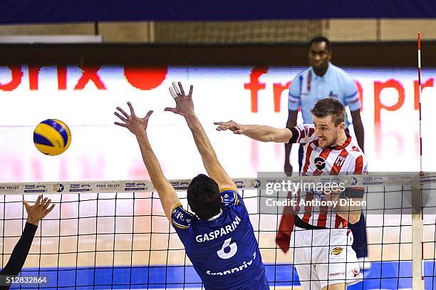 Ewoud Gommans of Cannes during the French Ligue A match between Paris Volley v Cannes at Salle Pierre Charpy on February 27, 2016 in Paris, France.