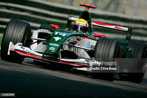 Mark Webber of Australia and Jaguar in action during the practice session for the Italian F1 Grand Prix at the Autodromo Nazionale di Monza Circuit...