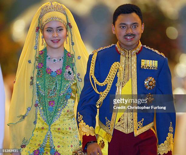 The Crown prince of Brunei and his new wife attend the Majlis Istiadat Persantapan Pengantin Diraja following the wedding of His Royal Crown Prince...