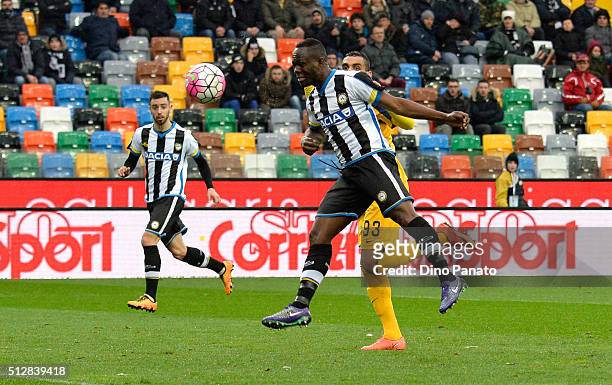 Emmanuel Agyemang Badu of Udinese Calcio scores his opening goal during the Serie A match between Udinese Calcio and Hellas Verona FC at Stadio...