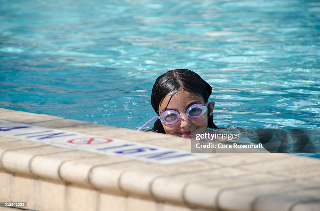 Girl in Public Pool