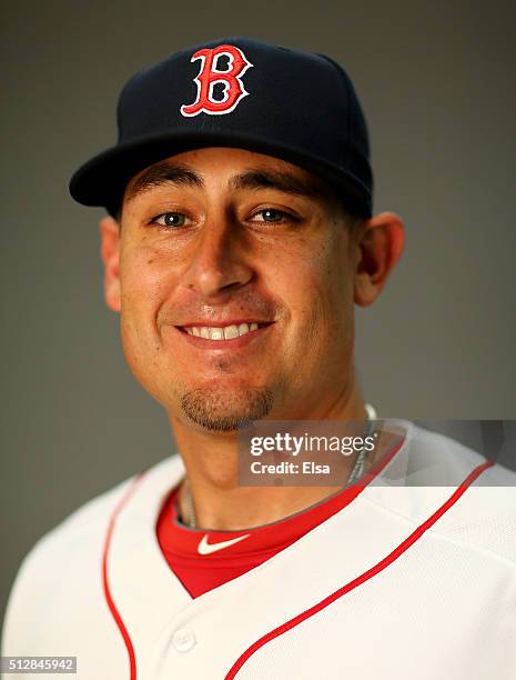 Allen Craig of the Boston Red Sox poses for a portrait on February 28, 2016 at JetBlue Park in Fort Myers, Florida.