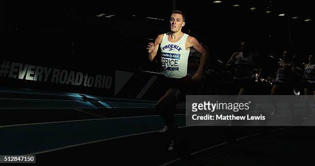 Charlie Grice in action during the Mens 1500m Final during day two of the Indoor British Championships at English Institute of Sport on February 28,...