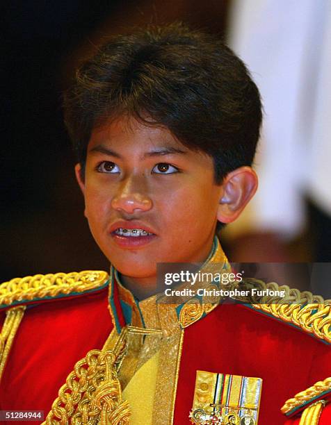 His Royal Highness Prince Abdul Mateen, the youngest child of The Sultan, watches the firework extravaganza at the Majlis Istiadat Persantapan...