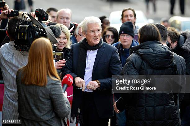 Richard Gere meets fans at the UK premiere of Time Out Of Mind at The Glasgow Film Festival on February 28, 2016 in Glasgow, Scotland.