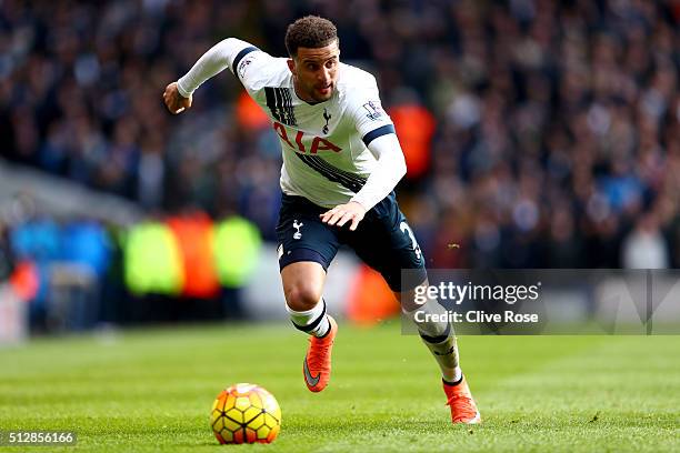 Kyle Walker of Tottenham Hotspur in action during the Barclays Premier League match between Tottenham Hotspur and Swansea City at White Hart Lane on...