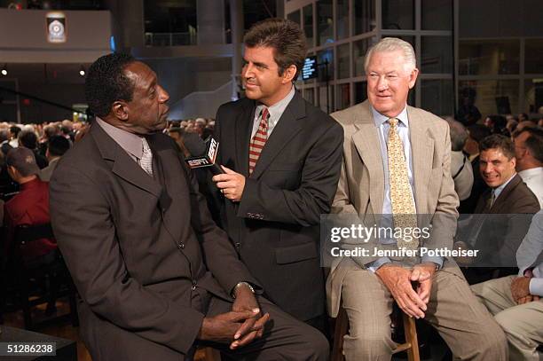 Meadowlark Lemon and John Havlicek being interviewd at the Naismith Memorial Basketball Hall of Fame on September 10th 2004 in Springfield...