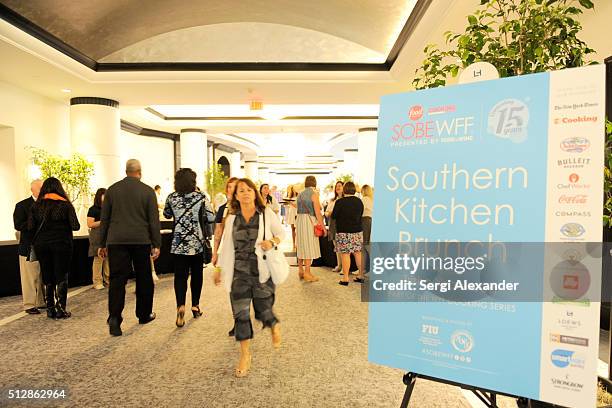 View of signage at the Southern Kitchen Brunch Hosted By Trisha Yearwood - Part of The NYT Cooking Series during 2016 Food Network & Cooking Channel...
