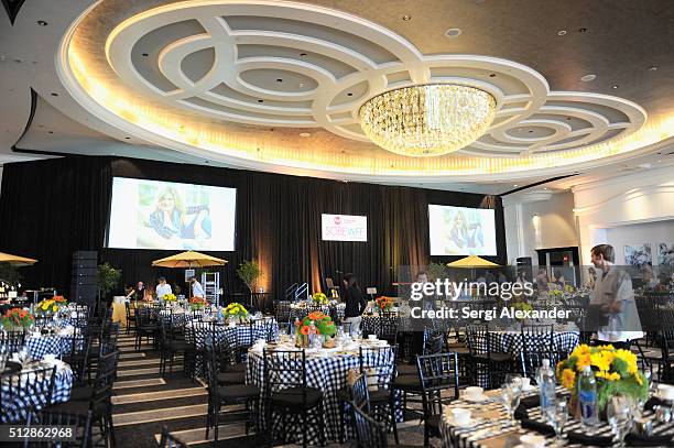 View of table arrangements at the Southern Kitchen Brunch Hosted By Trisha Yearwood - Part of The NYT Cooking Series during 2016 Food Network &...