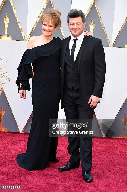 Actor Andy Serkis and Lorraine Ashbourne attend the 88th Annual Academy Awards at Hollywood & Highland Center on February 28, 2016 in Hollywood,...