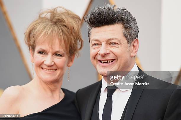 Actor Andy Serkis and Lorraine Ashbourne attend the 88th Annual Academy Awards at Hollywood & Highland Center on February 28, 2016 in Hollywood,...