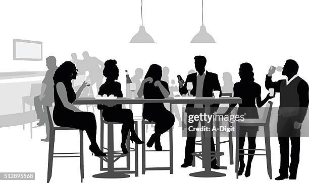 going out with friends - wine glass white background stock illustrations