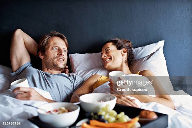 making the most of their weekend time together - couple breakfast bildbanksfoton och bilder