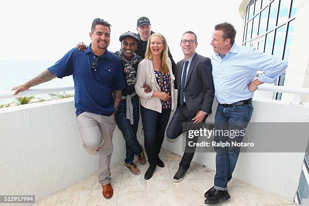 Aarón Sánchez, Marcus Samuelsson, Chris Santos, Amanda Freitag, Ted Allen and Marc Murphy attend the Bloody Mary Brunch Hosted By The Cast Of...